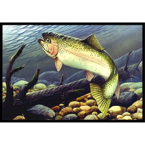Carolines Treasures Rainbow Trout Indoor and Outdoor Mat- 18 x 27 in. PTW2039MAT - main